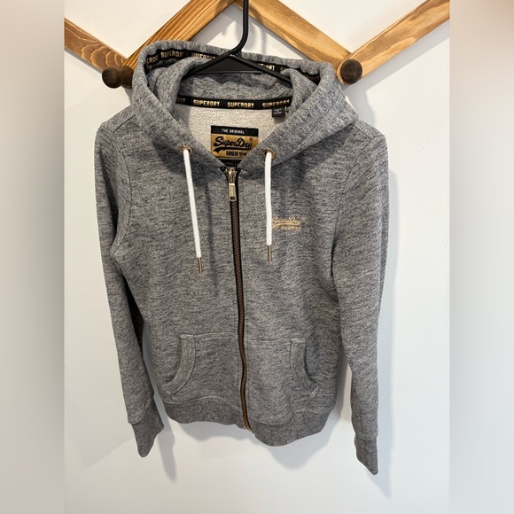 NWOT- WOMANS SUPERDRY ORANGE LABEL ELITE ZIP UP HOODIE - Picture 2 of 9